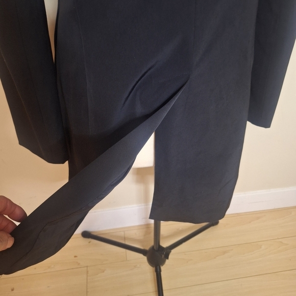 Theory black straight car coat hidden pockets polyester/lycra SZ M - Picture 6 of 9